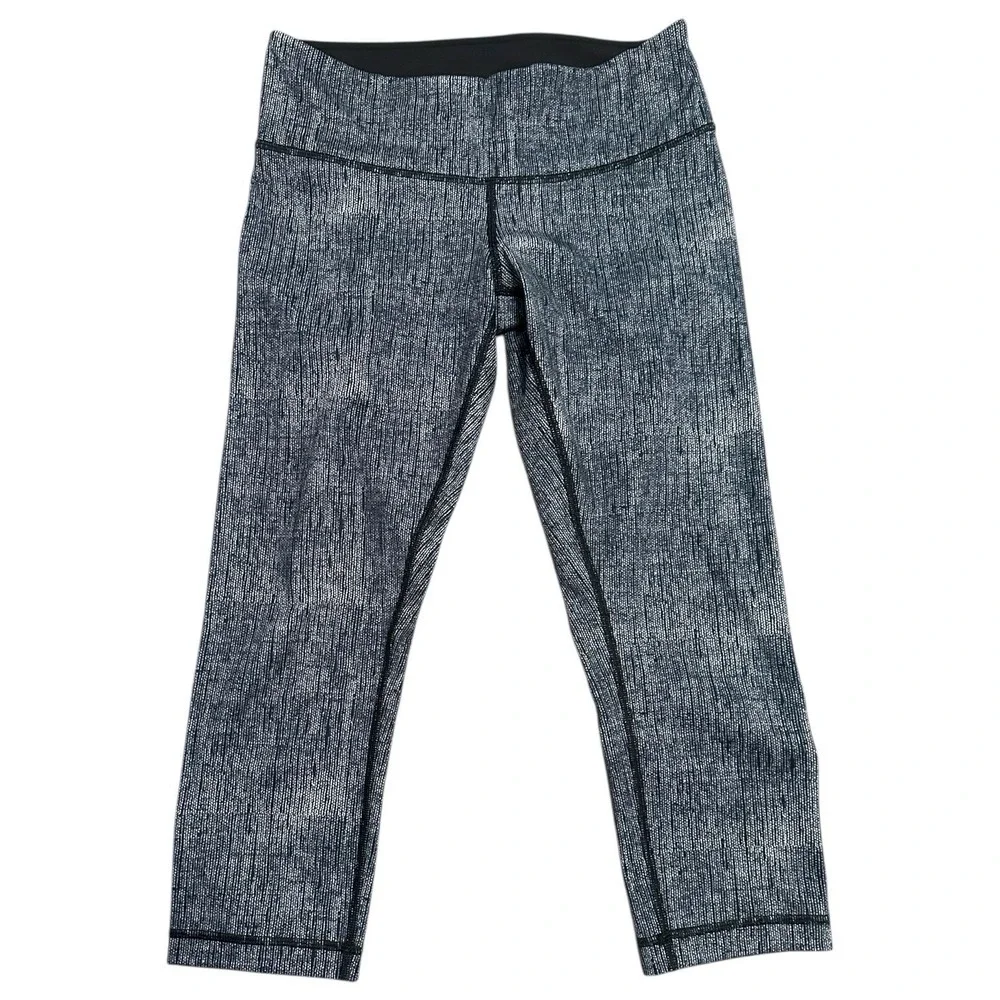 Lululemon Women's 6 Wunder Under Crop Burlap Black Dune Yoga Leggings Athleisure